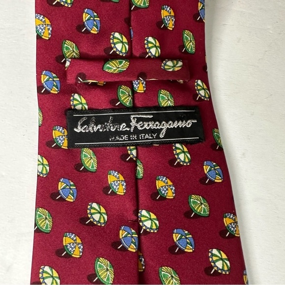 Salvatore Ferragamo Red Sun Umbrella Silk Power Tie - Picture 4 of 7
